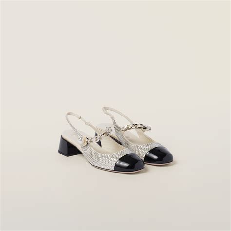 miu miu satin slingback pumps|Ivory/black Satin And Crystal Slingback Pumps .